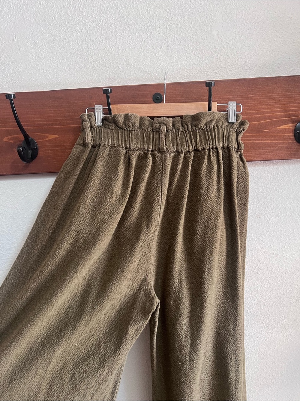 UO Green Wide Leg Pants Paper Bag Waist - Picture 6 of 11